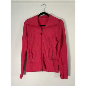 Lululemon Womens Hot Pink Full Zip Collared Jacket Coat Size 6 Medium Gym Train